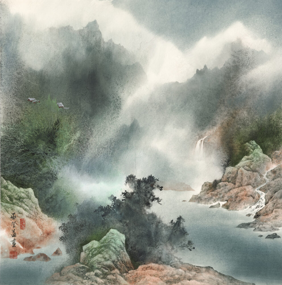 雲海洋次★遠望★油彩★真作★美品★ 雲行山海- 巫登益美術館